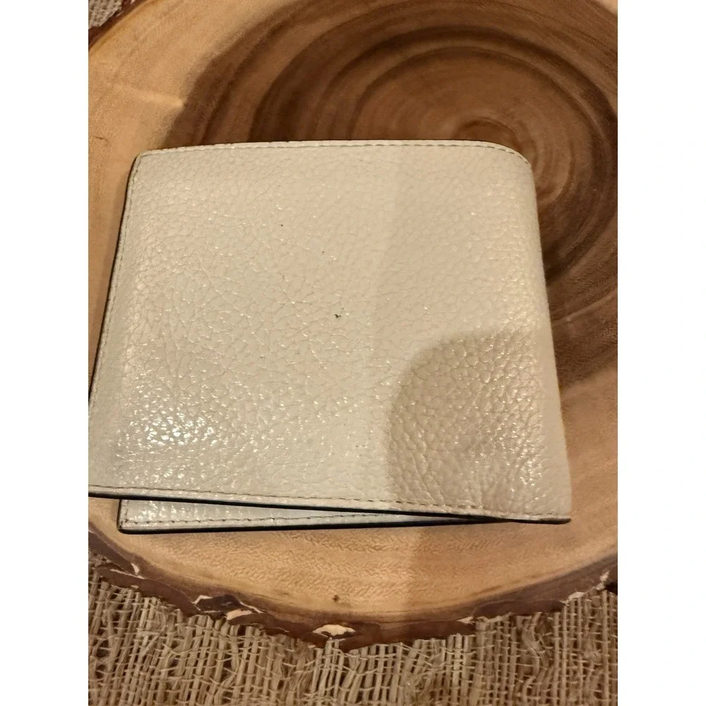 Coach Men's Ivory Pebbled Bifold Wallet with ID Window & Card Slots - 3 in 1